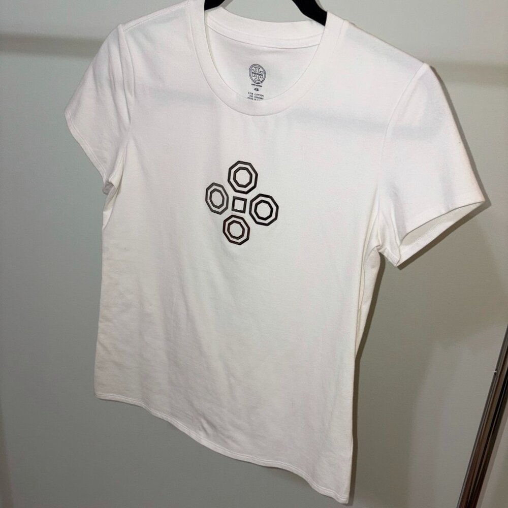 Tory Burch white short sleeve logo top tshirt